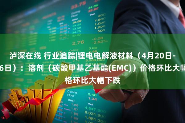 泸深在线 行业追踪|锂电电解液材料（4月20日-4月26日）：溶剂（碳酸甲基乙基酯(EMC)）价格环比大幅下跌
